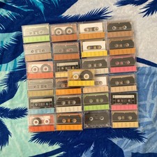25 Used cassette tapes w/ labels and cases mostly 45min, some 60, 1-90