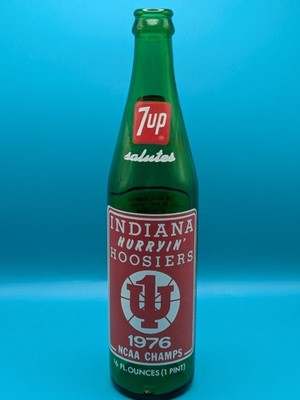 7up 1976 Indiana ''Hurryin'' Hoosiers NCAA Basketball History Green 16 oz Bottle 