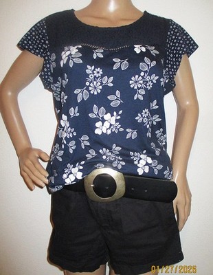   TCHIBO Essentials   BLUSEN SHIRT    36 / 38   Blau Blumen   TOP ZUSTAND