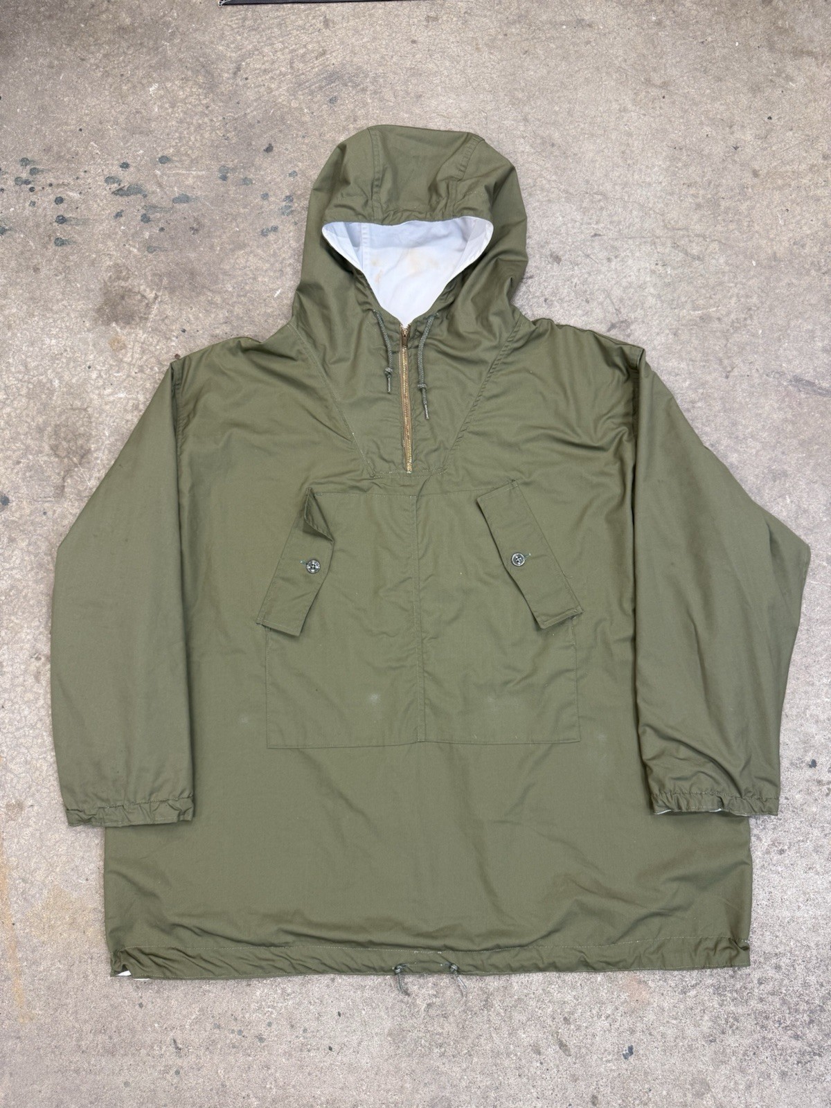 L.L.Bean 60’s Script Tag Labrador Parka Anorak White/Green Size Xl Made In USA