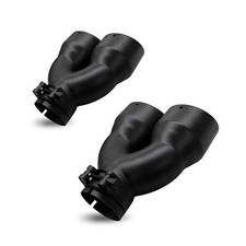 2x Dual Exhaust Tail Pipe Tip 2.5 Inlet 7 Out 8.5 Long Black Muffler Tips