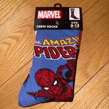 1 Pair Of Marvel  Spider-Man  Crew Socks, Fits Shoe Size 9-13, NWT