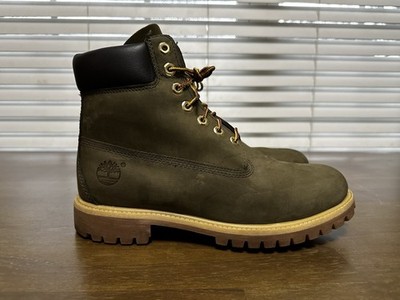 Timberland 6-inch Premium Waterproof Boots in Green Suede Size 9.5