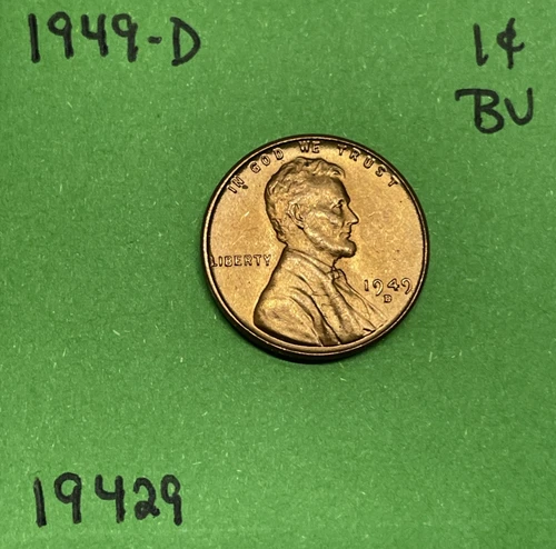 1949 D Lincoln Wheat Cent / Penny 1c BU Brilliant Uncirculated US Coin See Pics