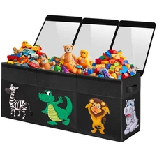 Extra Large Toy Box, Collapsible Sturdy Toy Storage Organizer with Lids, Dino...