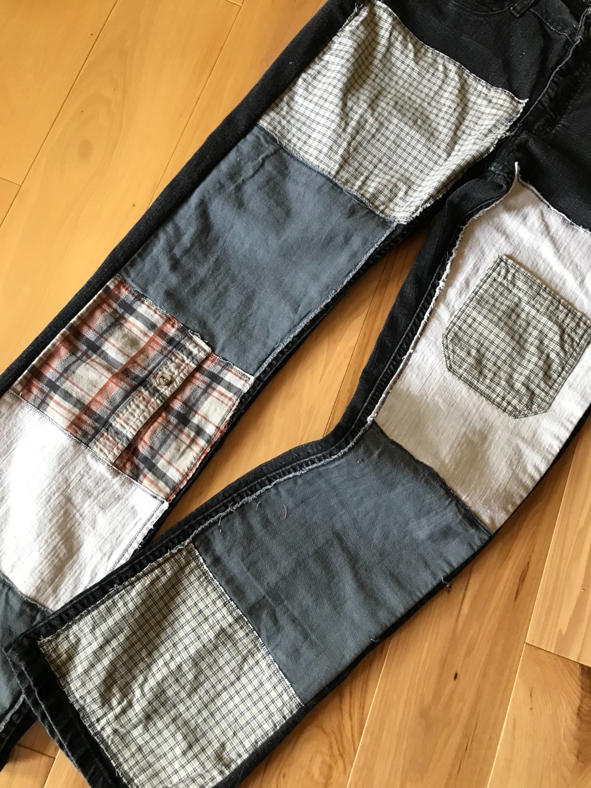 Upcycled Patchwork Jeans: Tattered Patch Black Hi… - image 6