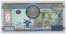 Burundi 2000 Francs 1-12-2008 Pick 47 UNC Uncirculated Banknote