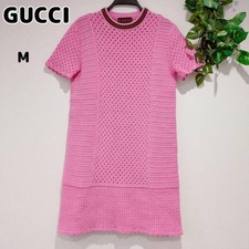 USED ◾��MINT◾� GUCCI 2015 SPRING/SUMMER OPEN KNIT COTTON BLEND MINI DRESS, SIZE