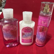 Bath & Body Works PINK TIE DYE Fragrance Mist Body Lotion Shower Gel Wash 3pcs