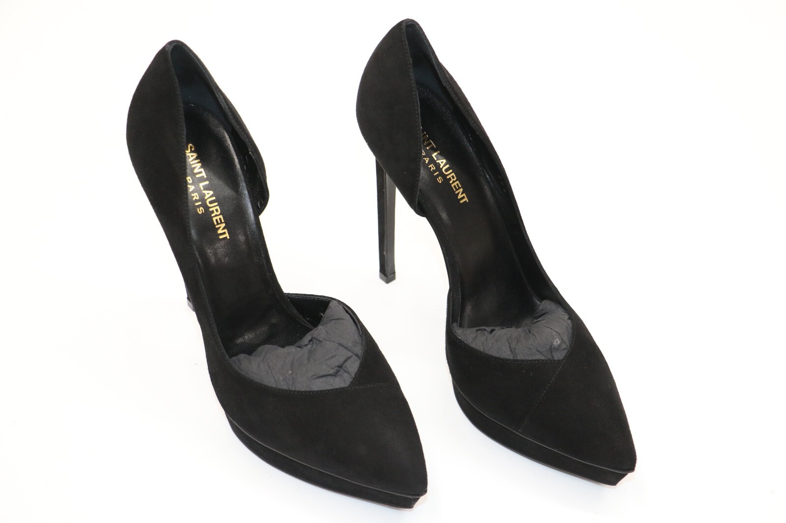 Saint Laurent Janis 105 D’Orsay decolte scamosciate plateau nere 39 5 9 5