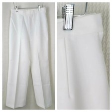 Vintage Polyester High Waisted White Trousers Waist 28" Size 6/8 