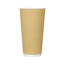 Karat 20oz Ripple Paper Hot Cups - Kraft (90mm) - 500 ct, C-KRC520