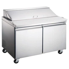 Omcan USA 59047 60" Two Section Sandwich / Salad Prep Table w/ 2 Doors, 16 Pans