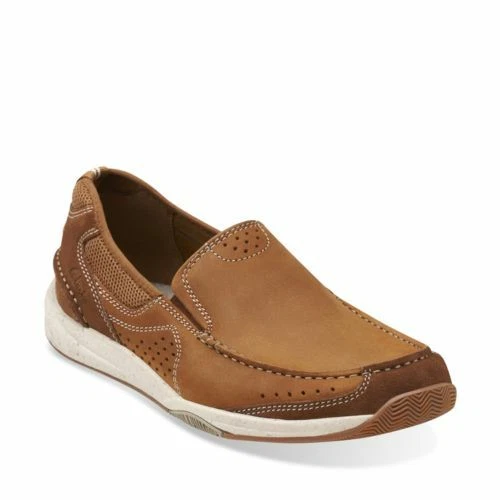 Clarks uomo ** Allston Free nabuk marrone ** slip on ** UK 10 US 11 G