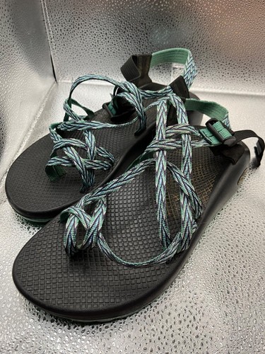 Chaco Womens Outdoor Sandals - Adjustable Straps Black & Teal Size 10 - Picture 2 of 11