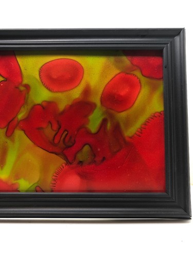 Original Abstrakte Alcohol Ink 5x7 mit schwarzem Rahmen - Bild 3 von 4