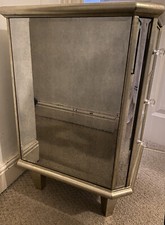 Barker & Stonehouse Mirrored Bedside Cabinet Table Smoky Glass Deco Style