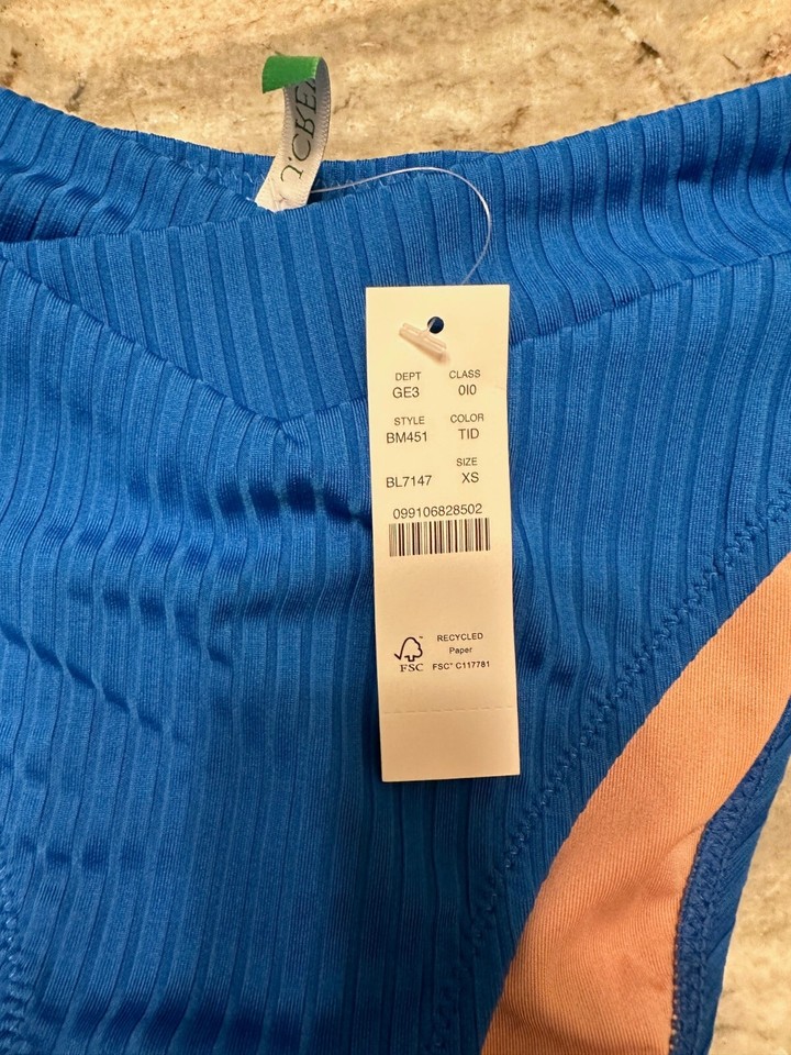 J Crew Swim Bottoms Womens XS Wide Rib Crossover Cheeky High Rise Legs