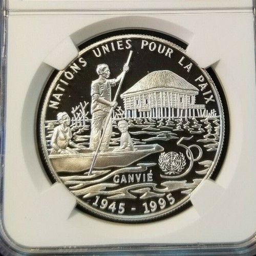 1995 BENIN SILVER 6000 FRANCS UNITED NATIONS NGC PF 70 ULTRA CAMEO TOP POP 2 - Picture 3 of 3