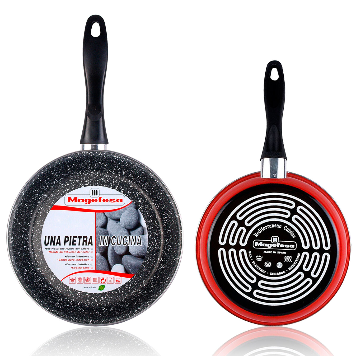 Set Professionale 2 Padelle STONE Acciaio Vetrificato 20-24cm Induzione