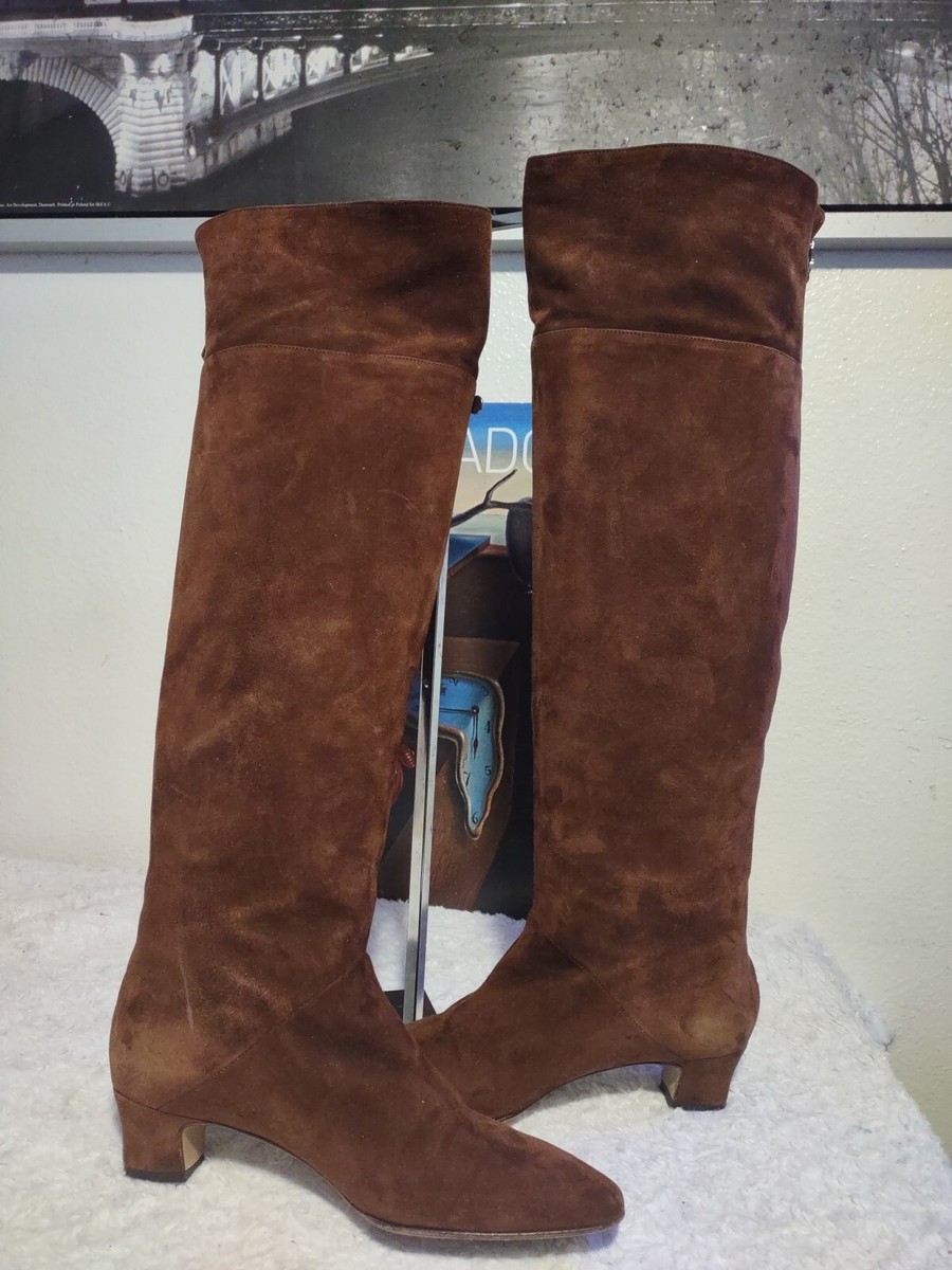 Japanese Designer Noriko Maeda Knee High Brown Suede Low