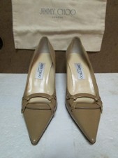 Jimmy Choo Tan Leather Kitten Heel Pumps 37