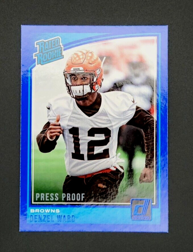 Denzel Ward Panini Donruss #348 Blue Press Proof