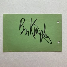 Ben Kingsley Signed Autograph Book Page 4x6 Schindler's List Ghandi Oscar Winner