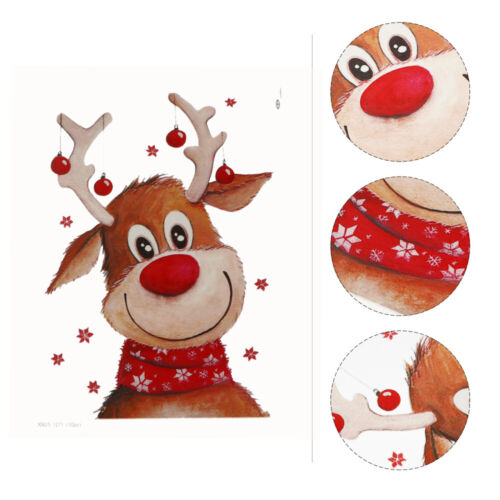 Festive Christmas Iron-On Patches with Deer Motif - 2 Pack - Picture 1 of 12
