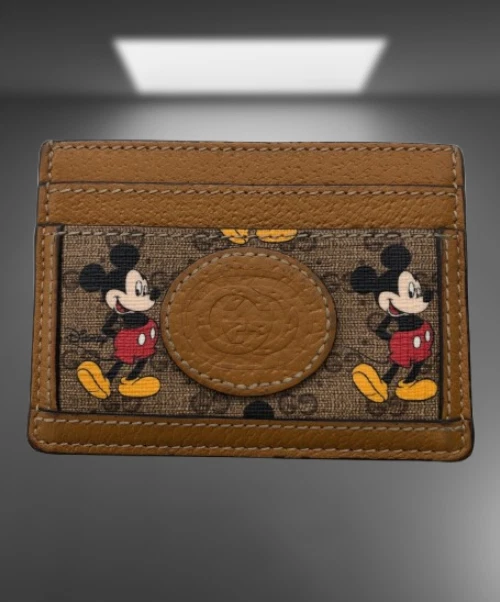 Authentique étui à cartes GUCCI GG Supreme Disney Mickey Mouse étui passe 602535 marron