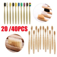 20/40Pcs Eco Friendly Natural Bamboo Toothbrush Wood Medium Adult Healthy Brush