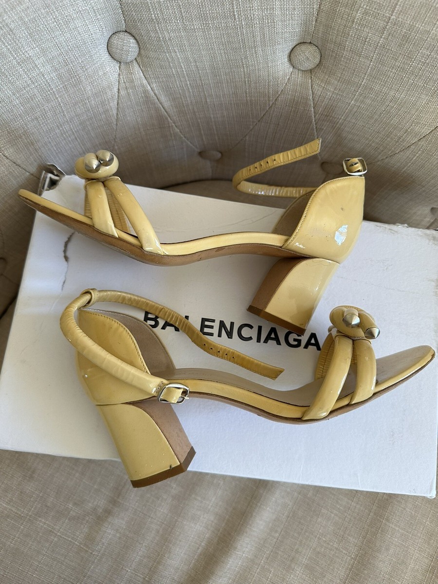 Balenciaga Yellow Leather Knot Sandals 36 Low Heel Strap | eBay