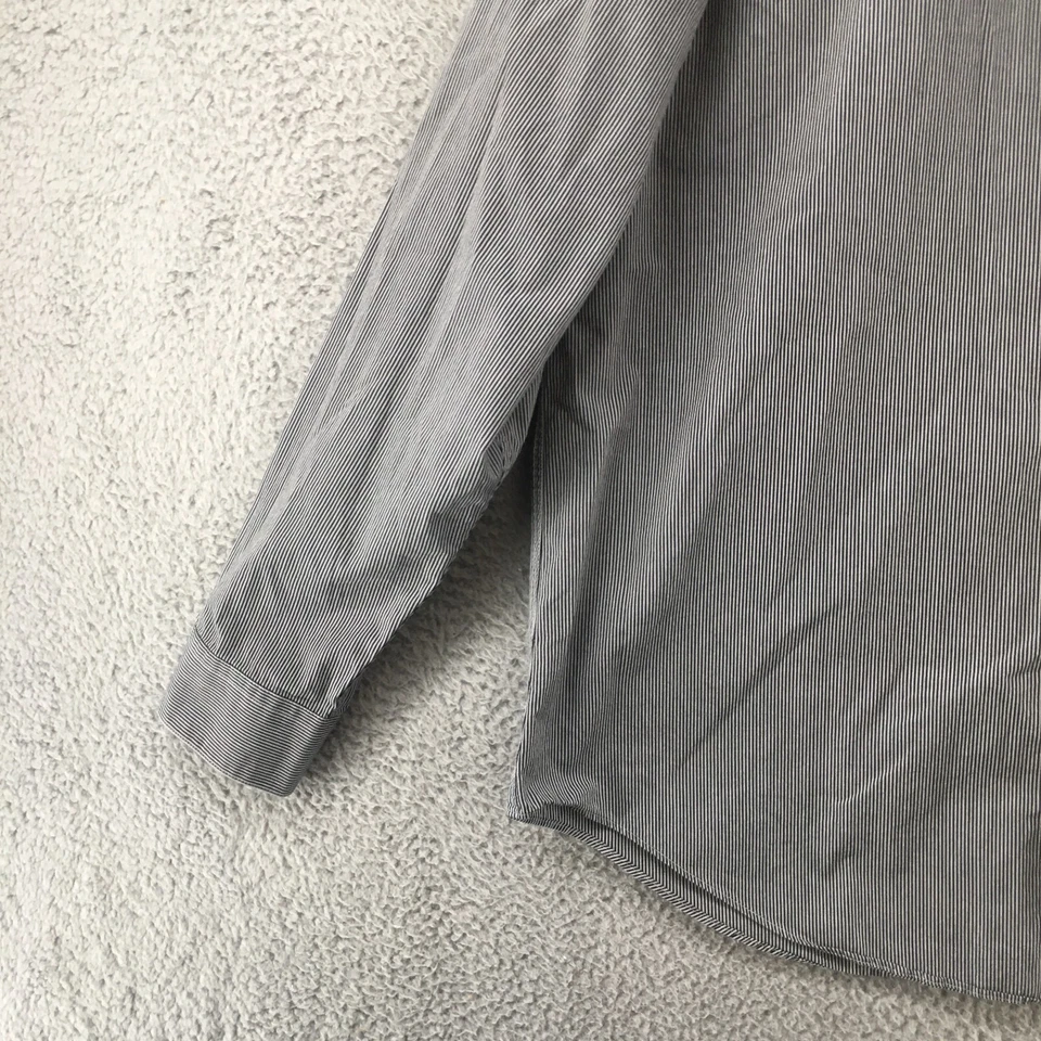 Camisa de vestir Calvin Klein para hombre 34/35 gris a rayas con botones manga larga Foto 3 de 4