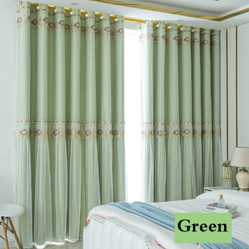 1 pieza Cortinas Blackout Doble Capa Hilo Tul Princesa Ventana Cortina Ojales Anillo - Imagen 18 de 30