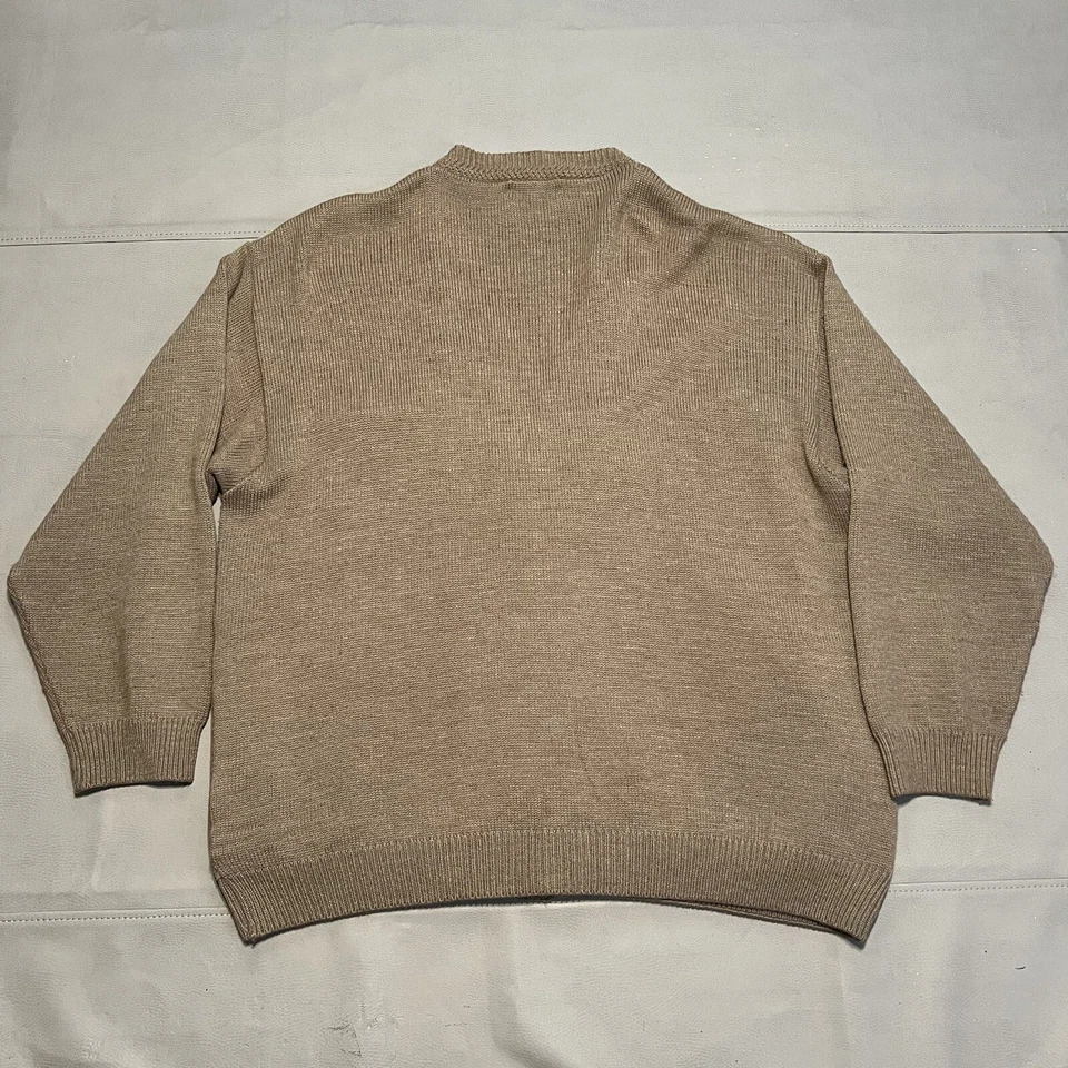 VTG Cable Knit Suede Pocket Cardigan Sweater Fisherman Preppy Grandpa-XL-8568 - Image 4 of 4