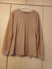 Tan lace effect long sleeved top