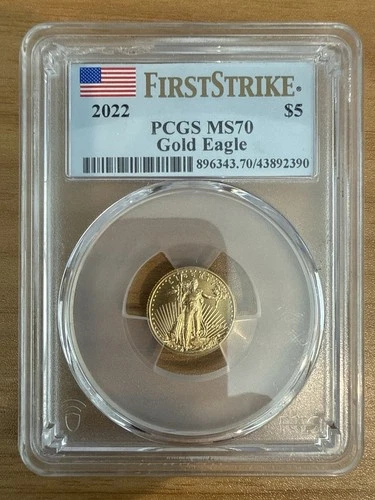 2022 $5 1/10 oz American Gold Eagle PCGS MS70 First Strike Flag Label AGE