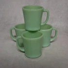 1950's Fire King Jadeite Green Coffee Mugs 4 D Handle Anchor Hocking