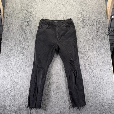 Aeropostale Jeans Women 12 Black Cotton Denim Jegging Curvy High Rise Distressed
