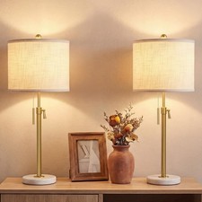 Gold Table Lamps Set of 2, 22" to 30" Adjustable Nightstand Lamps for Bedroom...