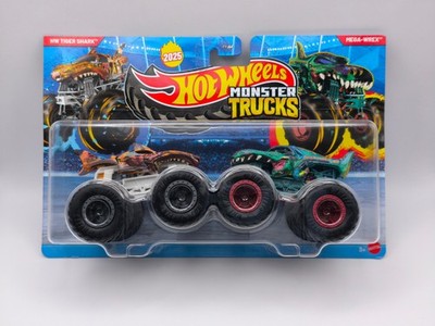 Hot Wheels Monster Truck Tiger Shark vs Mega-Wrex Demolition Doubles 