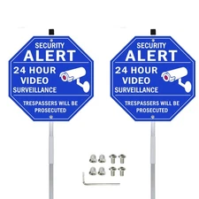 Security Alert 24 Hour Video Surveillance Sign All Activities Are Monitored, ...