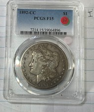 1892-CC F15 PCGS MORGAN CARSON CITY DOLLAR  NICE COIN SEMI KEY DATE
