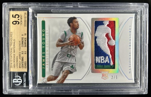 2014-15 National Treasures James Young NBA Rookie Patch Logoman RC #/5 BGS 9.5
