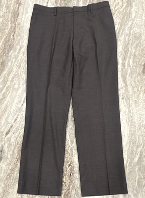 Banana Republic Wool Classic Fit Gray Flat Front Straight Dress Pants 34W