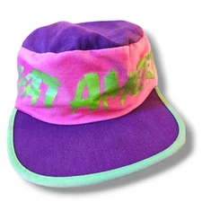 90s Great America Painters Hat Pink Green Purple Tie Dye Retro Cap