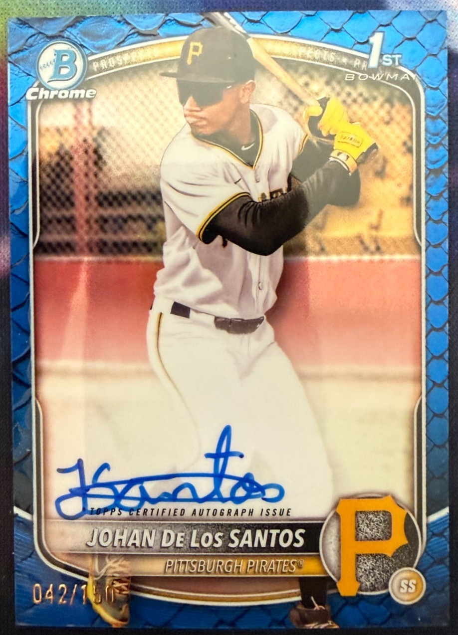 2025 Bowman Chrome - Auto Johan De Los Santos Blue Reptilian CPA-JDLS /150