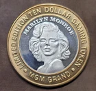 Vintage .999 Fine Silver $10 Gaming Casino Token MGM Grand Marilyn Monroe!