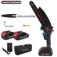 6'' Mini Chainsaw Cordless Electric Handheld Saw Wood Cutter w/2 Battery&Charger