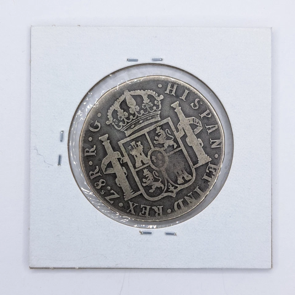 1821 ZS RG  Mexico 8 Reales Ferdinand VII Large Silver Coin Free Shipping  - Image 2 of 4